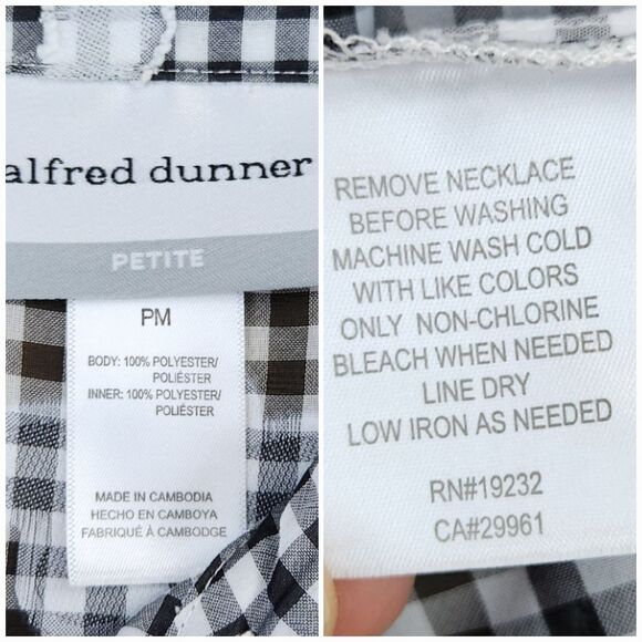 🔺️Alfred Dunner Black & White Checkmate Button Top Petite Medium - Picture 10 of 10